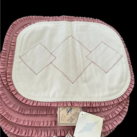 NWT Vintage Set of 6 Pink Mauve Quilted Kitchen Placemats Country Farmhouse New - Picture 3 of 8